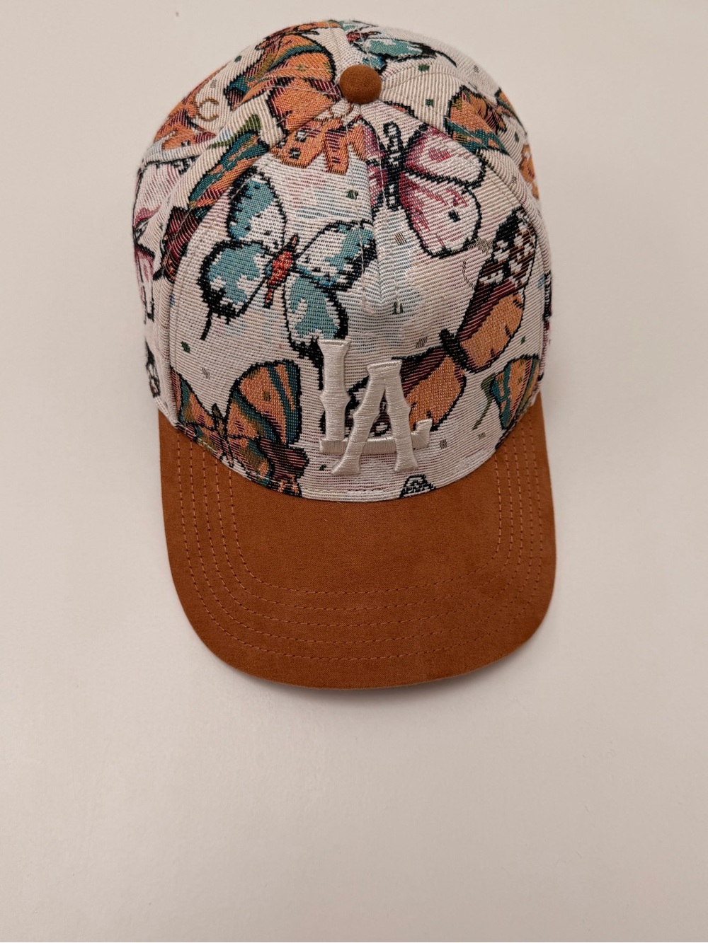 Butterfly Baseball Cap with Brown Brim